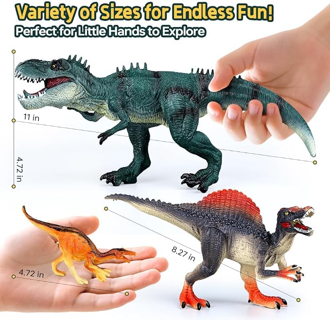 Drefirsa Dinosaur Toys for Kids 3-5 5-7, 14PCS Big Realistic Dinosaur Figure Set with 6 Jumbo & 8 Small, Educational Dinosaur for Toddler as Birthday Gift, Party Favor, Toy for 2 3 4 5 Year Old Boy