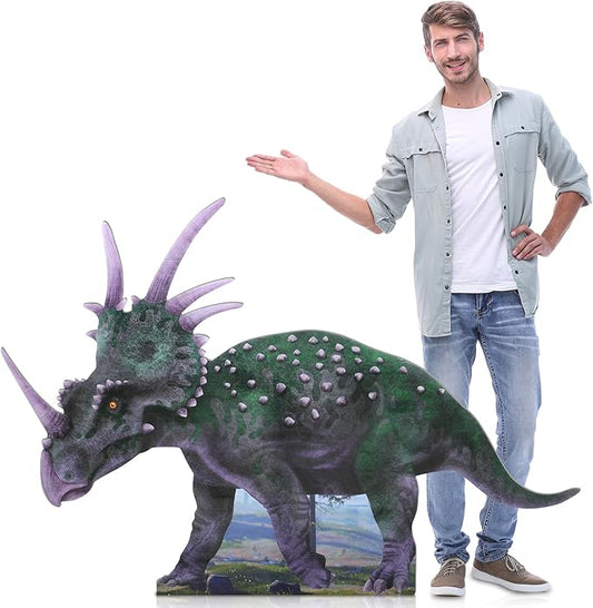 Colingmill 4 ft Life Size Sinoceratops Dinosaur Cardboard Standup Cutout Jurassic Birthday Party Decoration Photo Prop PVC Cutout Dinosaur Theme Party Photo Prop for Animal Jurassic Theme Supply