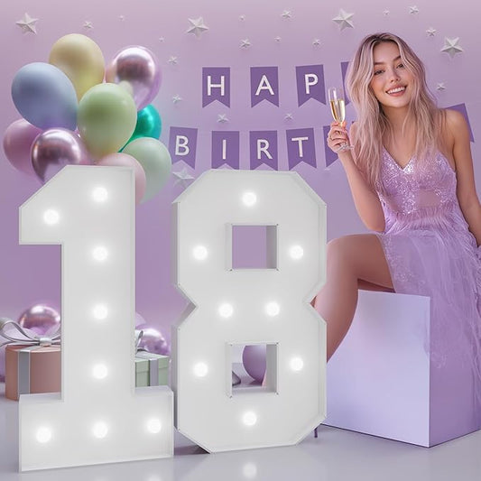 Number 18 Marquee Numbers 3 Feet Tall, 18th Birthday Decorations for Girls Boys, 18 Light Up Number for Party Large 18 Light Up Sign for Birthday Anniversary Decor