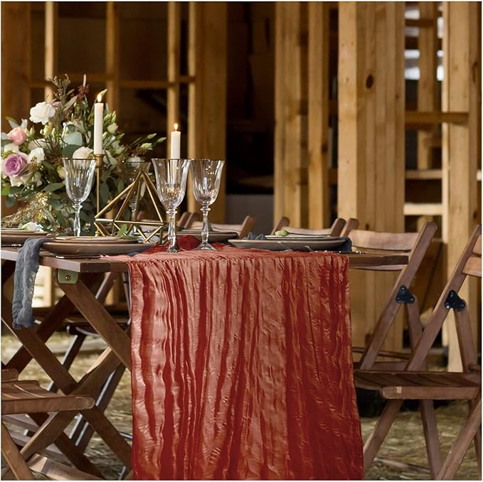 Foaincore 12 Pack Bulk Table Runner for Wedding Terracotta Cheesecloth Table Runner 13Ft Boho Gauze Rustic 157" Long Cheese Cloth Romantic Bridal Baby Shower Event Arbor Decor