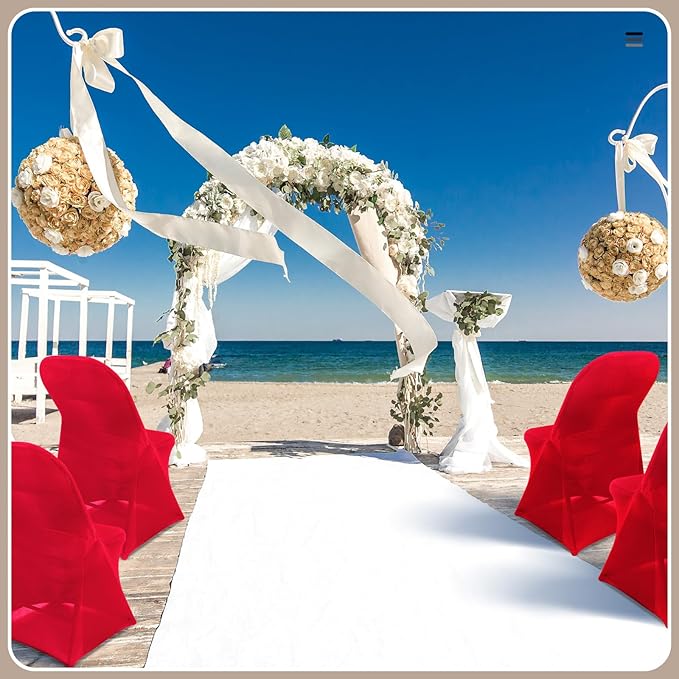 Newwiee 100 Pcs Spandex Chair Covers Bulk - Stretch Folding Flat Front Fitted Universal Chair Protector Pack Removable Washable for Wedding Party Dining Banquet Event (Red)
