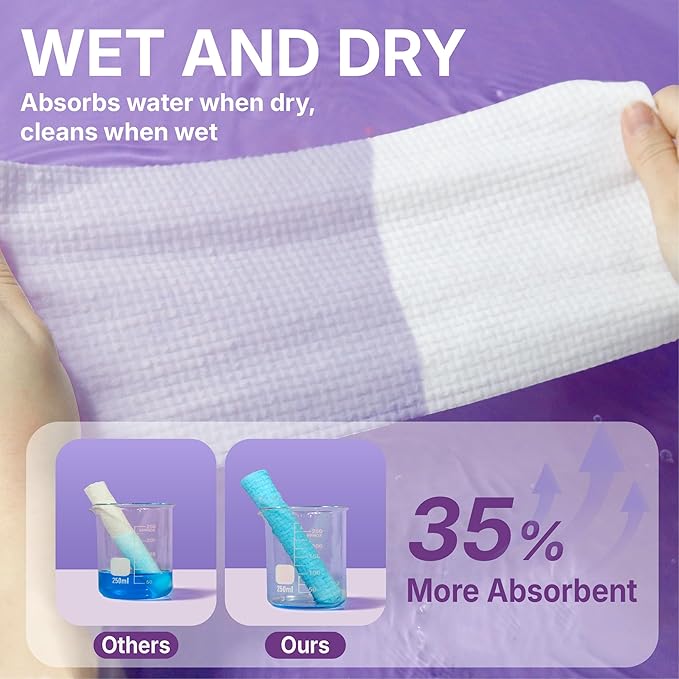 Disposable Face Towels (200 Count) – XL 10"x12" Ultra Thick Facial Cleansing Cloths – Soft Biodegradable Dry Wipes for Sensitive Skin – Lint-Free Makeup Remover Towelettes for Daily Skincare