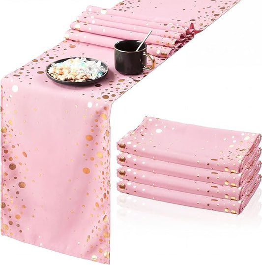 Moukeren 4 Pack Pink Gold Table Runner Decorations 12 x 108 Inch Sequin Rectangular Table Runners for Birthday Wedding Graduation New Years Party Decor