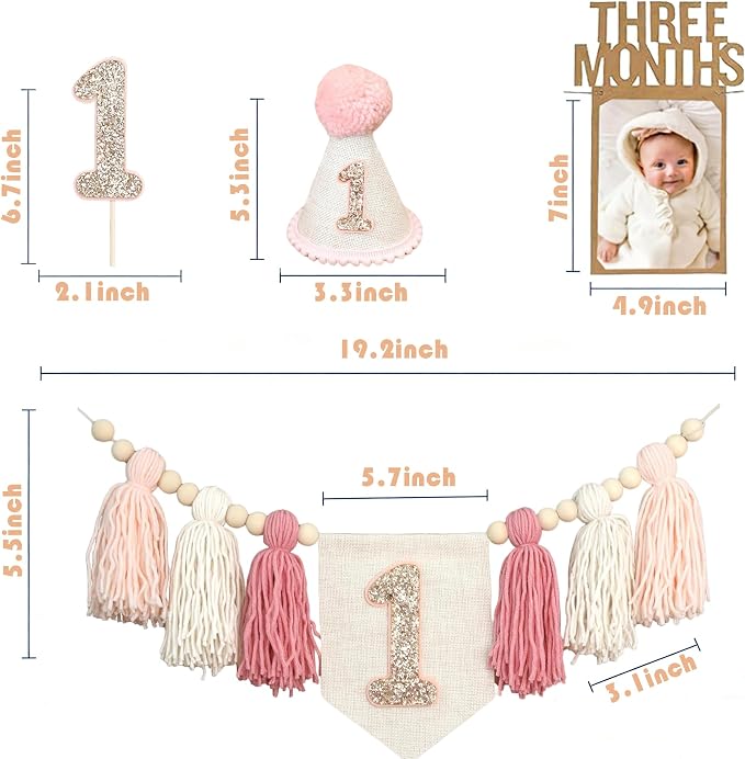Handmade 1st Birthday High Chair Banner Birthday Decorations for Baby Boy with Garland Crown Hat Wild One Cake Topper Baby Photo Banner for Boy Wall Hangings Decorations