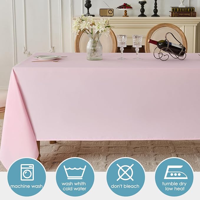 VidaFete Tablecloth 10 Pack 90 * 156inch Rectangle Table Cloth Polyester, Stain Wrinkle Resistant Polyester Dining Table Cover for Kitchen Dinning Party Wedding Rectangular Buffet Decoration(Pink)