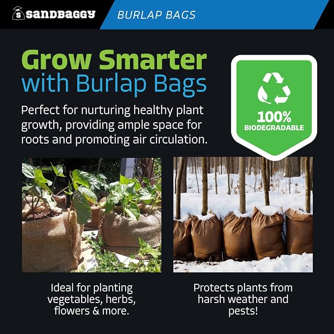 Sandbaggy Burlap Bags Large 24" x 40" - Potato Sack Race Bags for Kids & Adults | Perfect Birthday Party Game | Shrub & Plant Frost Protection - Food Grade (Pack of 1)