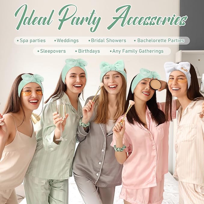40 Pcs Bachelorette Favor Set Include Headband Scrunchies Hair Claw Clips Hairbrush and Makeup Bag for Bridal Shower Party Gifts Bridesmaid Wedding Supplies (White and Green)