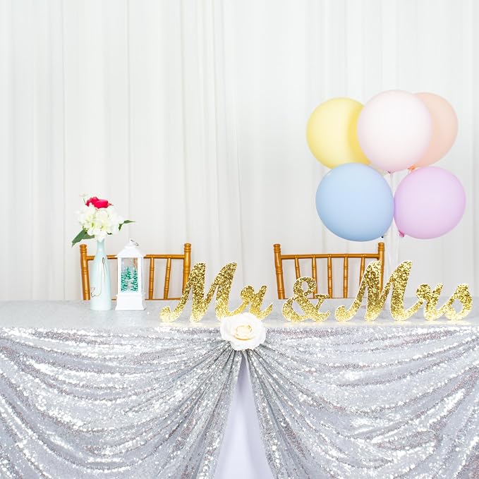 ShiDianYi Select Your Sale 84''108''Silver Sequin Tablecloth, Wedding, Bling, Event, Decor, Sparkle, Party -m1020 (84x108-Inch)