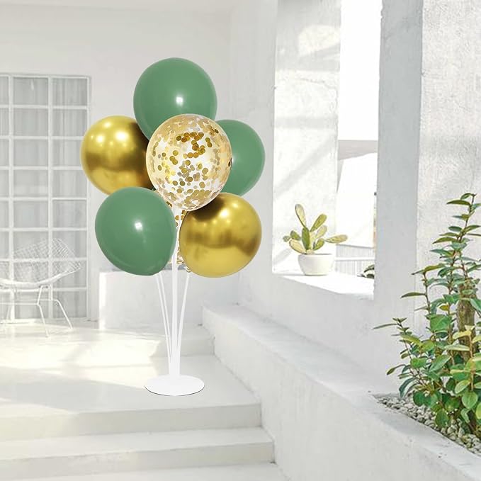 ZJDHPTY 4Set Green and Gold Balloon Stand Table Centerpieces Party Decor | Woodland Baby Shower Bridal Shower Jungle Birthday Graduation Retirement St. Patrick's Day Easter Wedding Party Decorations