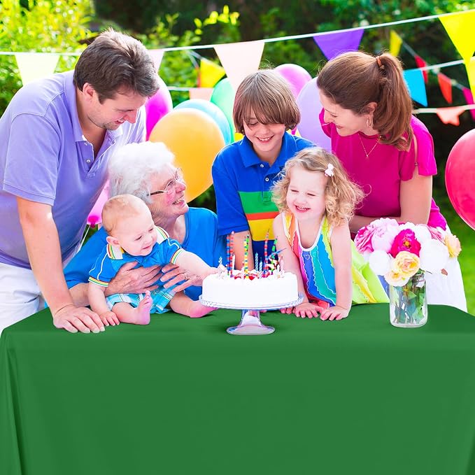 6 Pack Tablecloth 60 x 102 inch Polyester Table Cloth for 6 Foot Rectangle Tables,Stain and Wrinkle Resistant Washable Fabric Table Covers Polyester Green Table Clothes for Wedding,Party,Banquet