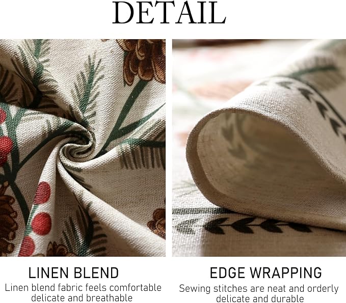 ISAENNE Designer Vintage Linen Rectangular Tablecloth,71"x55"-Carol B | French Elegant Table Cloth Rectangle Table,Pinecones Pattern,Decor,Dining Room,Kitchen,Tea Party,Thanksgiving,Christmas