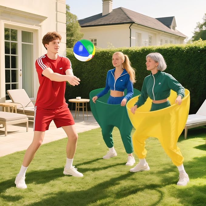 Granny Pants Yard Game for Adults and Family, Big Pants Ball Catch Game Set with 2 Giant Pants Green & Gold, 8 Balls & 1 Air Pump, Hilarious Outdoor Lawn Tossing Games for Backyard BBQ Party