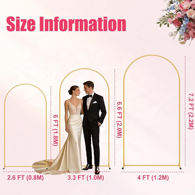 6FT Arch Backdrop Stand,Wedding Arch Backdrop Stand,Balloon Arch Stand Metal Frame for Birthday Wedding Baby Shower Party Garland Ceremony Decor