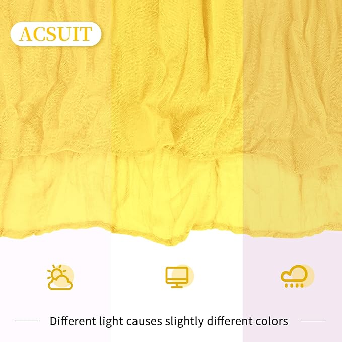 16 Pack Lemon Yellow Cheesecloth Table Runner 20 x 120 inch Gauze Table Runners 10 FT Long,Semi Sheer Boho Cheese Cloth Fabric Table Runner Bulk for Party,Wedding,Baby Shower,Bridal Shower Decoration