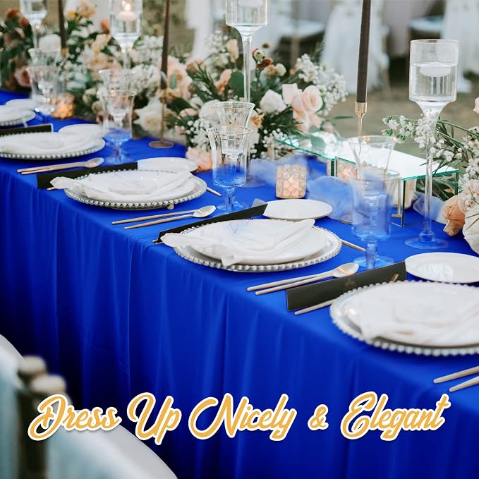 BRILLMAX 6 Pack Royal Blue Tablecloths 90 x 132 Inch for 6ft Rectangle Tables - 150 GSM Polyester Fabric, Floor Length Drop, Water, Stain & Wrinkle Resistant Cloth Cover for Wedding Reception Banquet