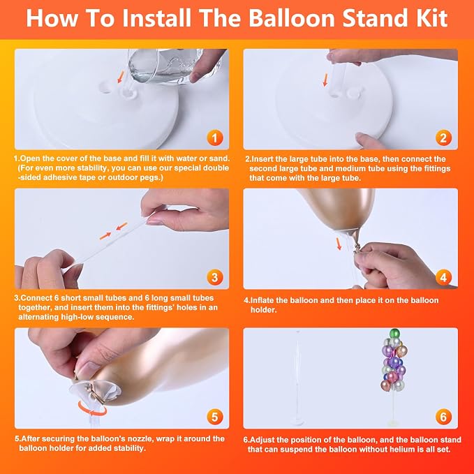 Balloon Stand Kit for Floor - 4 set of Balloon Stands with Base, Balloon Sticks, Decorations for Party Birthday Wedding Baby Shower Gender Reveal Graduation