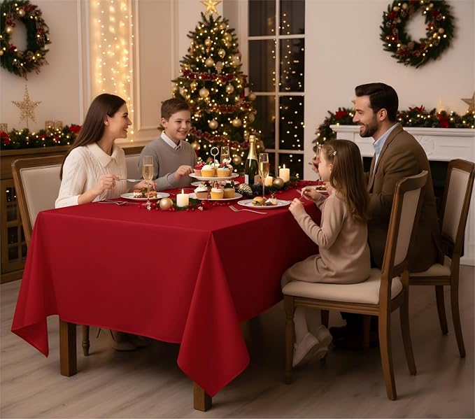 Fitable 8 Pack Table Cloth Rectangle Table: Stain and Wrinkle Resistant Tablecloth Rectangular, Washable Polyester Tablecloths for Wedding Party Dining Banquet Event Catering(Red, 70x120 Inch)