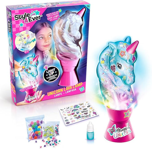 Style 4 Ever Unicorn DIY Lava Lamp, Decorate Your own Lava lamp, Cute Unicorn Decoration, Just add Water, Pink