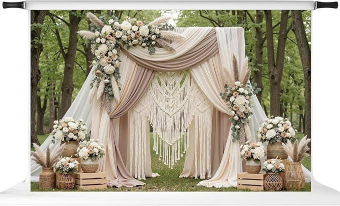 Kate Spring Backdrops Boho Outdoor Photography Backdrop Wedding Photo Booth,10x6.5ft