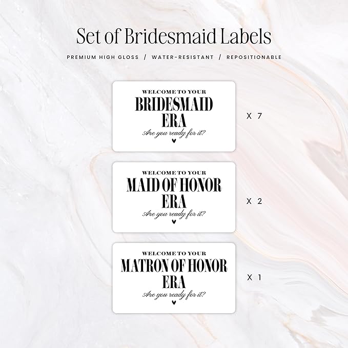 Bridesmaid Era Mini Champagne Labels, Set of 10, Bridesmaid Proposal Labels, Will You be My Maid of Honor or Bridesmaid Gift, Bridesmaid Box Idea