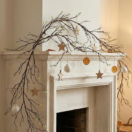 118 inch Large Bendable Artificial Floral Tree Branches Twigs Vines Cherry Blossom Trunk Ivy Wood Wall Fake Hanging Plants Willow Grapevine Garland for Wedding Arch Jungle Halloween Patio Decoration