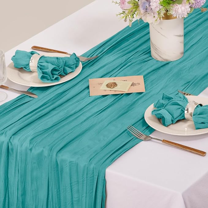 MLMC 10 Pack Cheesecloth Napkins Wedding Napkins 21"x21" Boho Reusable Napkins in Bulk for Wedding Bridal Baby Shower Events Table Decor Teal