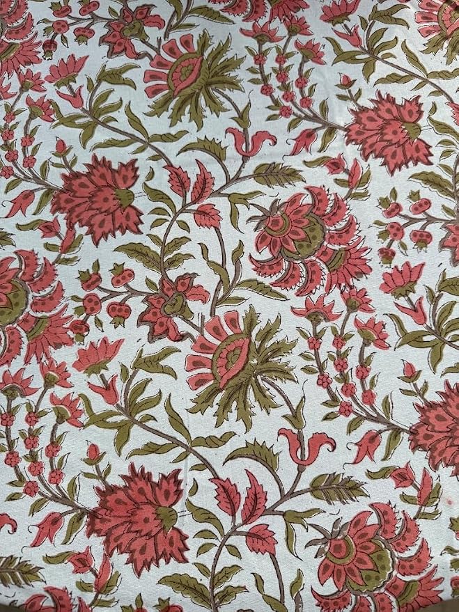 Ridhi Round Tablecloth Hand Block Print 100% Cotton Reusable New York Pink 110 Inch Table Cover Decorative Everyday Use for Dining, Home, Party, Wedding, Farmhouse, Party Gift for Spring, Mother's Day