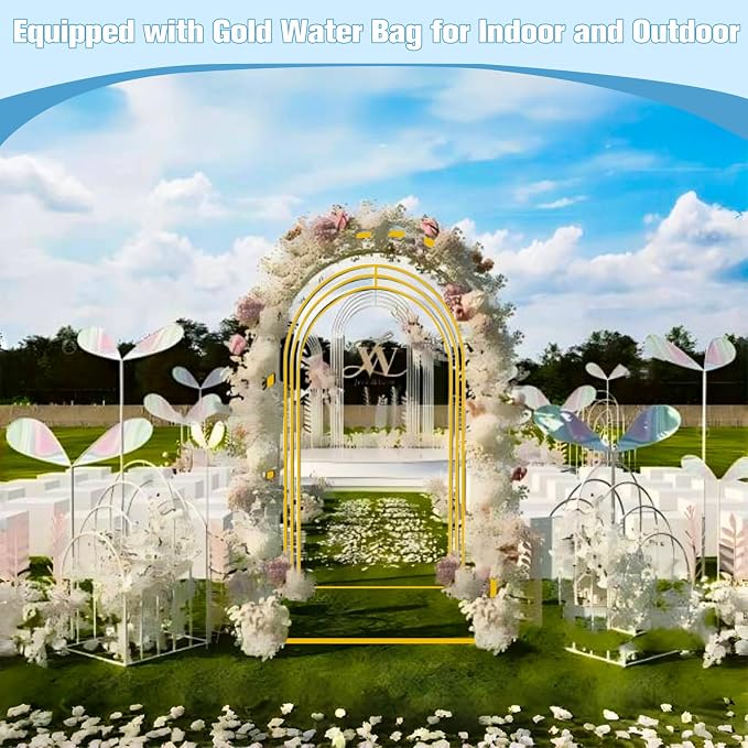 Bazen Wedding Arch Backdrop Stand 7.2FT, 6.6FT Set of 2 Metal Arch Backdrop Stand for Birthday Party Wedding Ceremony Bridal Baby Shower Banquet Party Event Decor