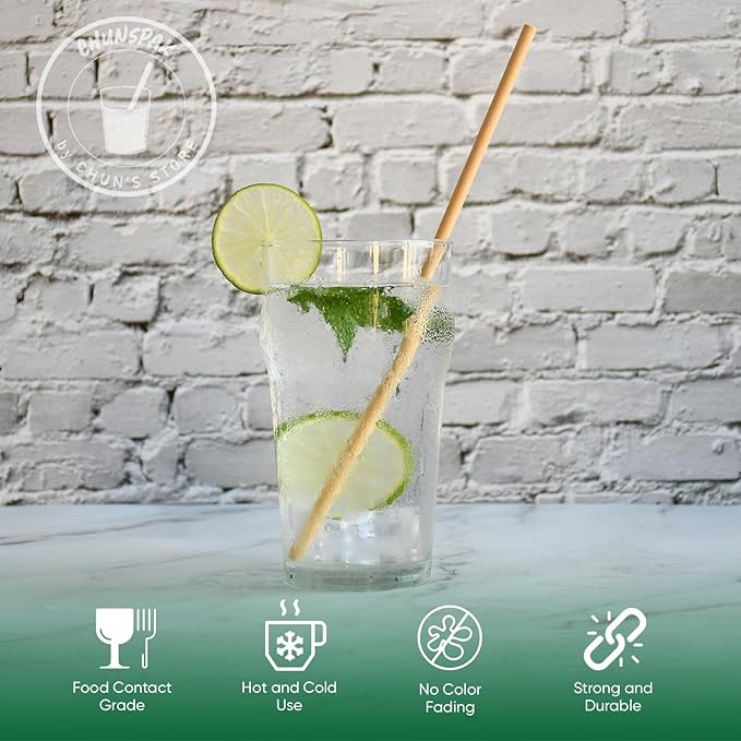 10 Inch Long Paper Drinking Straws Biodegradable - For 20oz to 32oz Tall Cups, Tumblers, Bottles - Brown Kraft, 100
