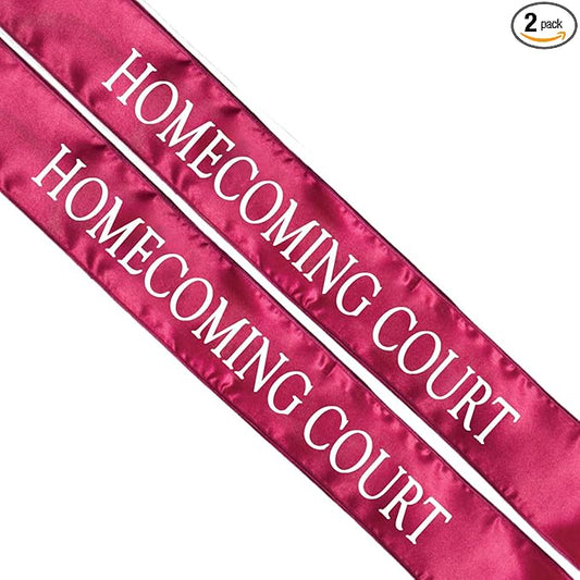 Anderson's Maroon Satin Homecoming Court Sash Set, Elegant 3" x 72" Sashes with White Imprint for Homecoming Night Coronation and School Events, 2‑Piece Set