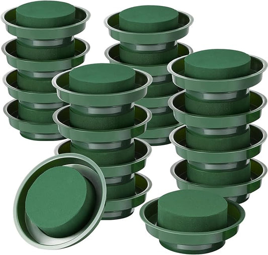 Maitys Floral Foam with Bowl 4.7 Inch Green DIY Flower Arrangement Kit Round Wet Foam, Wedding Aisle Flowers, Party Decoration(12 Pieces)