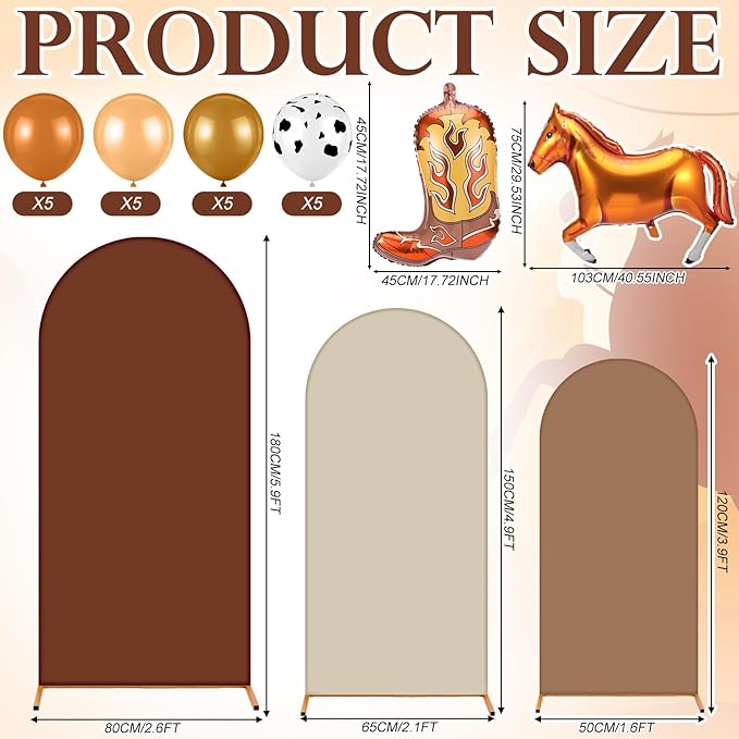 Foilswirl 34 Pcs Western Balloon Arch Kit Horse Balloons 4ft 5ft 6ft Cowboy Arch Backdrop Cover for Western Baby Shower Cow Party Decorations