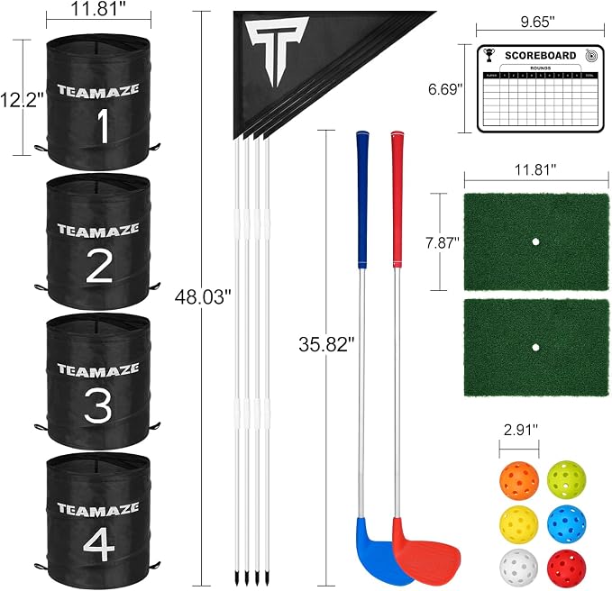 Battle Golf Yard Game Set - Backyard Golf Challenge for Adults | Portable Bucket Golf Course with Clubs & Balls | Outdoor & Indoor Backyard Games for Lawn, Park, Beach, Camping, and Home
