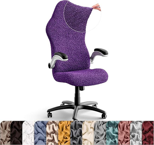 PAULATO BY GA.I.CO. Office & Gaming Chair Slipcover - Stretch Computer Desk Chair Cover with Zipper - Fabric Slipcovers - 1-Piece Form Fit Cover - Microfibra Collection - Purple (Office Chairs)