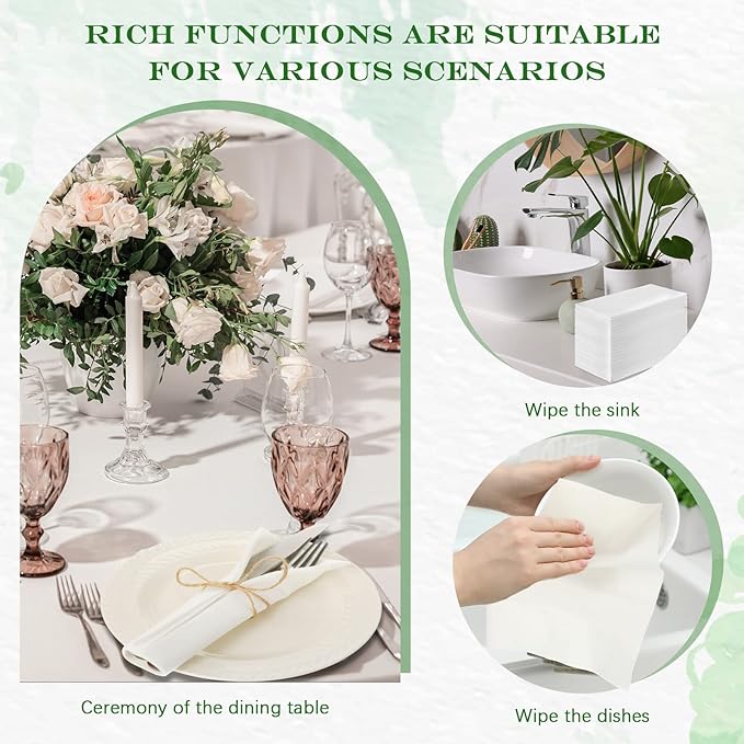 Colarr 2000 Pcs Paper Hand Towels Bathroom Guest Towels, 12" x 17" Disposable Paper Napkins Guest Decorative Dinner Hand Napkin for Wedding Holiday Cocktail Party (White)