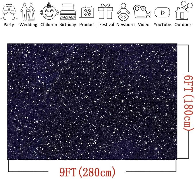 9x6ft Night Sky Star Backdrops Universe Space Theme Starry Photography Backdrop Galaxy Stars Children Boy 1st Birthday Party Photo Background Newborn Baby Shower Banner Photo Studio Booth Vinyl
