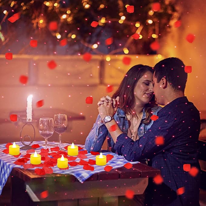 Hanaive 8000 Pcs Artificial Rose Petals with 120 Pcs Flameless LED Tea Light Candles Set Romantic Special Night Decorations for Proposal Anniversary Wedding Party Decor(Classic Color)