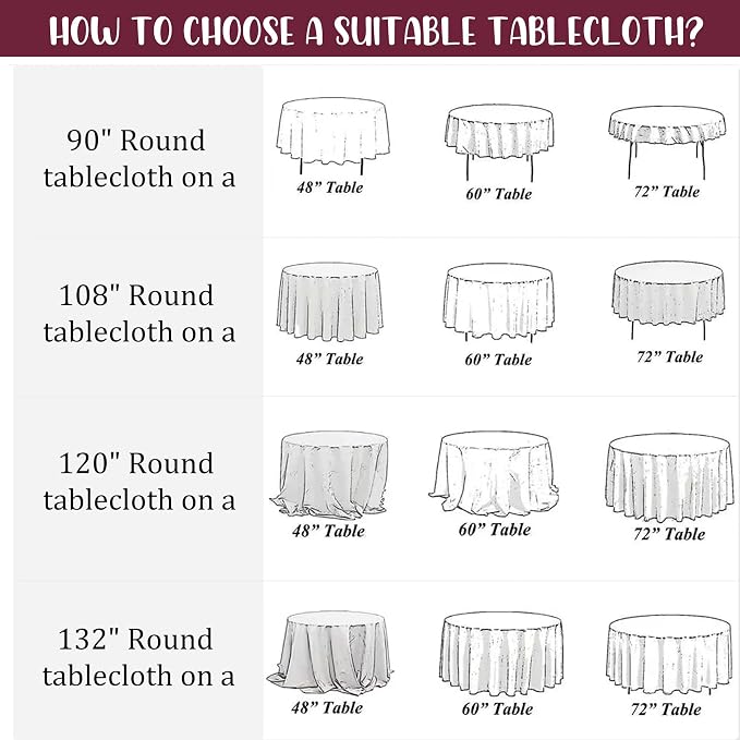 Fivenl 8 Pack Premium Round Tablecloth 90 Inch Round Table Covers Bulk Washable Polyester Fabric Round Table Clothes for Wedding Party Reception Banquet Buffet Restaurant (Burgundy, 90 Inch)