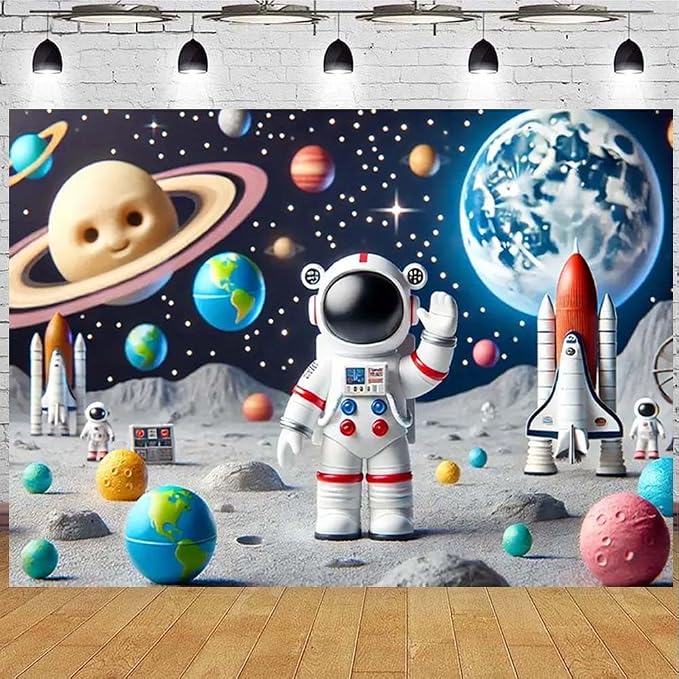Space Astronaut Photo Backdrop Astronaut Outer Space Party Photography Background Out Space Galaxy Planets Astronaut Baby Shower Backdrop Solar System Planets Galaxy Boys Birthday Banner (B, 9x6feet)