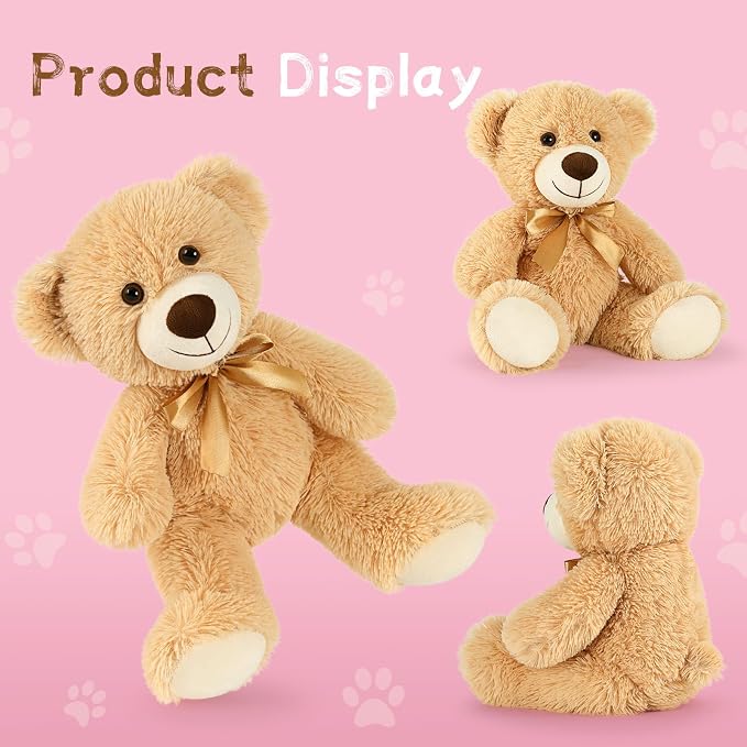 MaoGoLan 7Pcs Bulk Teddy Bears Stuffed Animals Baby Shower, Soft Small Stuffed Bears in Bulk, 13.5" Cuddly Mini Teddy Bears Centerpiece,Wedding,Party,Engagement