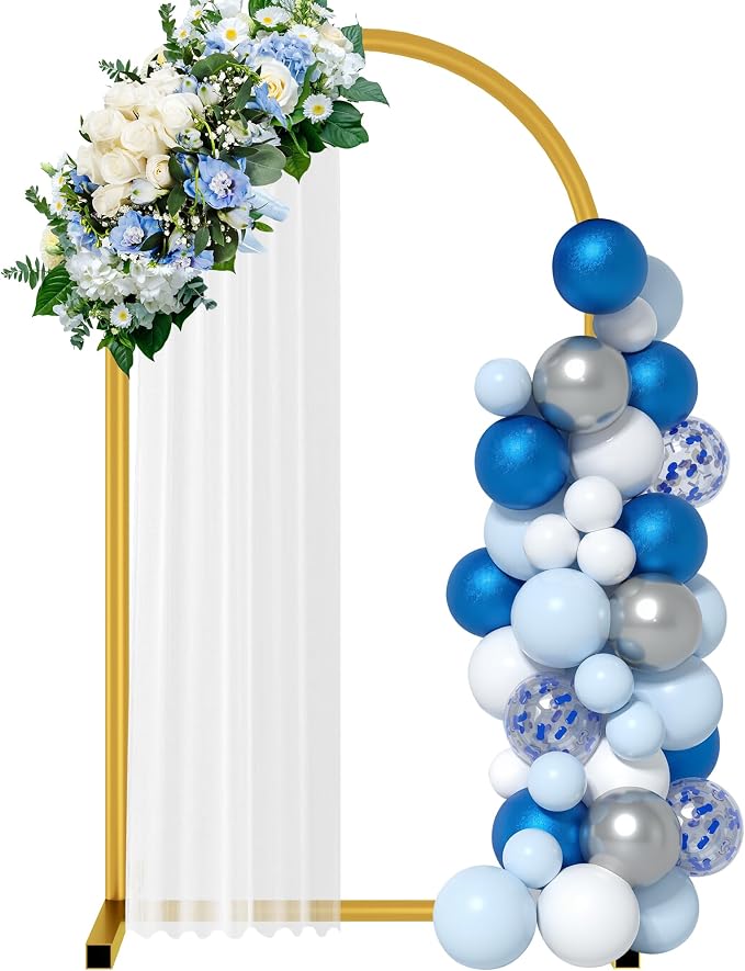 6 ft Gold Metal Balloon Arch Stand, Arch Backdrop Stand with Stable Base,Easy-to-Install Wedding, Birthday, Baby Shower & Garden Party Decoration