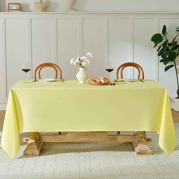 Rectangle Tablecloths 60x120 Inch 6 Pack Yellow Tablecloth for 6ft Washable Decorative Linen Polyester Table Cloths for 8ft Dining Table Banquets Buffet Parties and Wedding