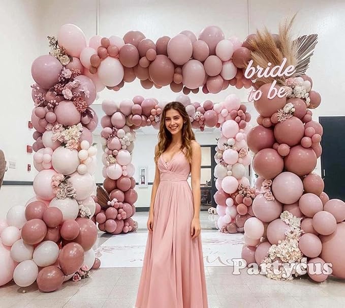 Dusty Rose Pink Balloon Arch Kit Double Stuffed Mauve Light Pink Matte Blush Nude Boho Balloon Garland for Baby Shower Birthday Bridal Wedding Mothers Day Party Decoration