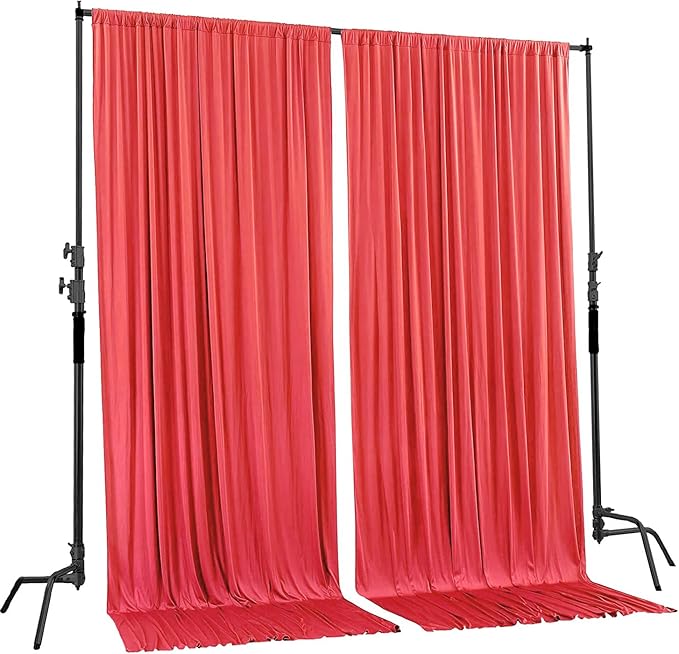 AK Trading CO. 10 feet x 8 feet IFR Polyester Backdrop Drapes Curtains Panels with Rod Pockets - Wedding Ceremony Party Home Window Decorations - Coral