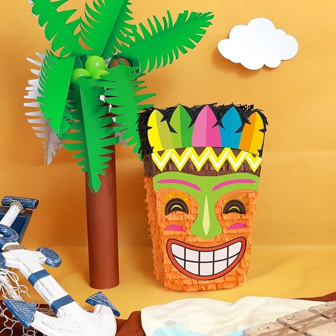 Wernnsai Tropical Hawaii Piata with Blindfold and Bat for Girls & Boys - Hawaiian Luau Themed Party Decoration