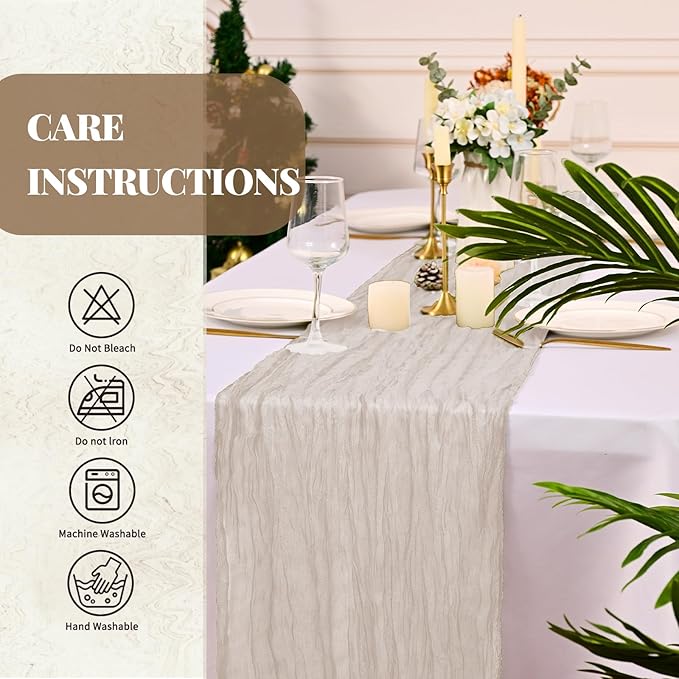 12 Pack Cheesecloth Table Runner,Brown Grey Table Runner Long Romantic Semi Sheer Rustic Boho Gauze Table Runners for Wedding Bridal Shower Birthday Party Decorations(17.7×108 Inch)