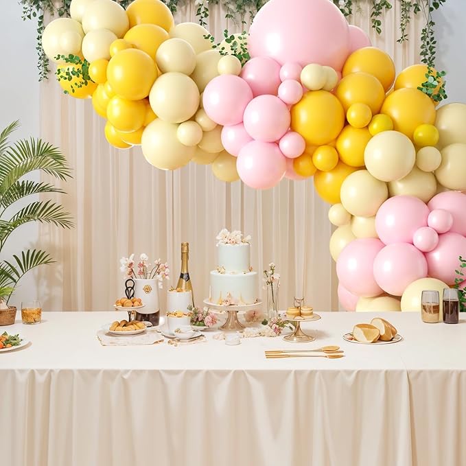 Pastel Yellow Pink Balloon Garland Arch, Lemon Balloon Garland Kit with Pastel Baby Pink Balloons Yellow Latex Party Balloon for Baby Shower Lemon Theme Birthday Tropical Bridal Wedding Party