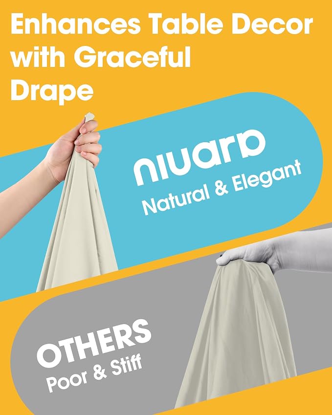 Niuara Ivory Rectangle Table Cloth - 6 Pack, 60" x 102" Washable Polyester Tablecloth for 5FT Tables, Wrinkle-Resistant Table Cover for Weddings & Parties