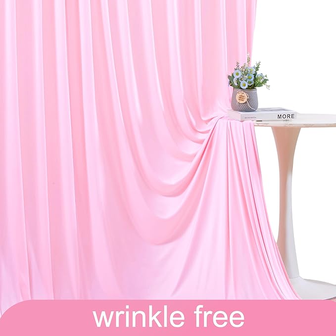 10 Panels Pink Backdrop Curtain for Parties Baby Shower Wrinkle Free Pink Photo Curtains Backdrop Drapes Fabric Decoration for Wedding Birthday Party 50ft(W) x 10ft(H)