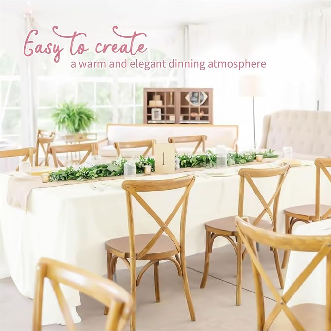 Pesonlook 12 Pack Ivory Polyester Tablecloth-60 x 102 Inch Ivory Rectangle Tablecloth for 6 Ft Rectangle Tables,Washable Fabric Table Cover for Wedding/Buffet Party/Dining Table/Events